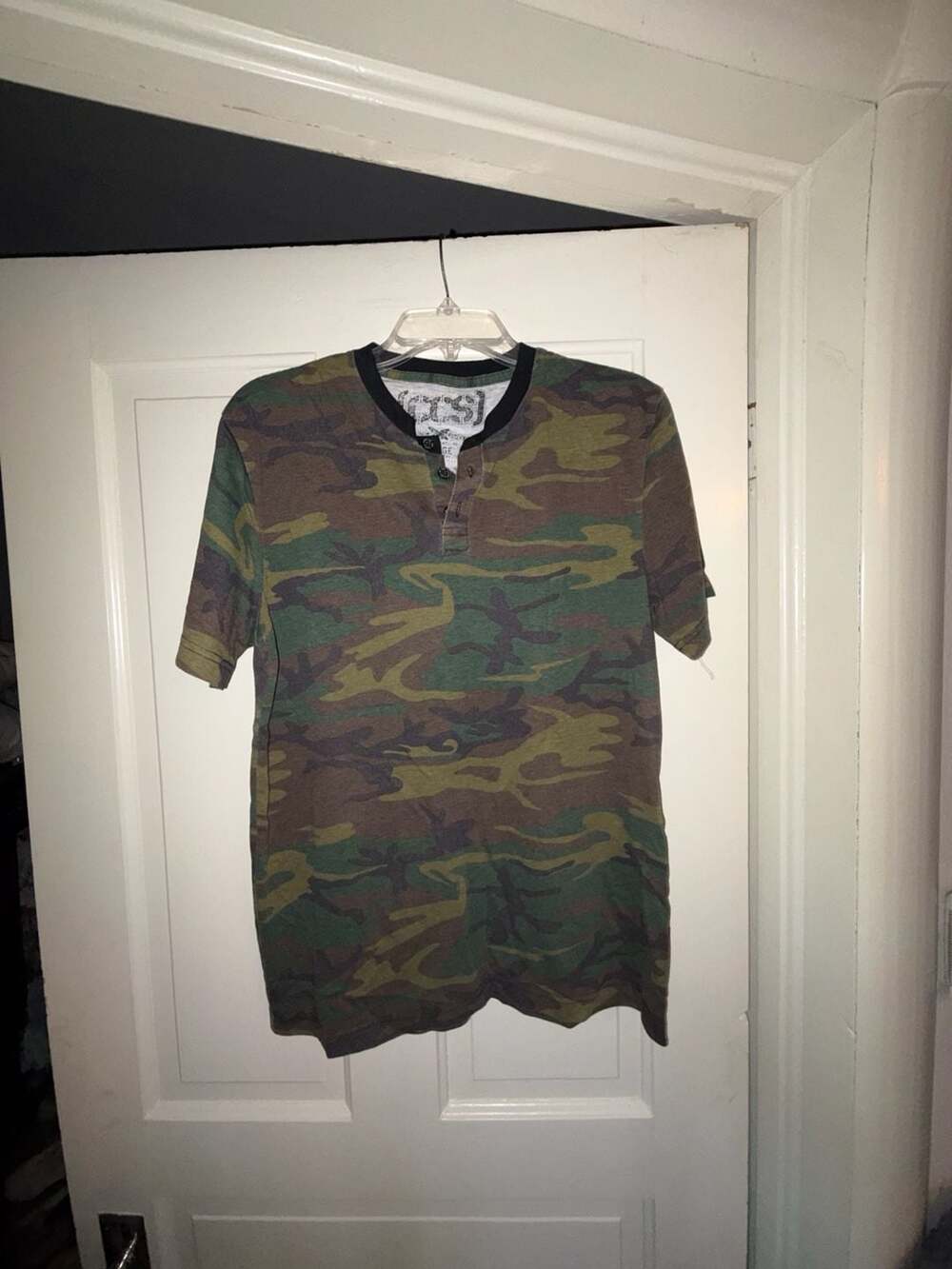 CCS Camouflage Henley T-Shirt Size Large Green Brown Camo Skateboarding